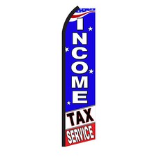INCOME TAX Banner Flag Only SERVICE Advertising Sign Swooper Feather Flutter