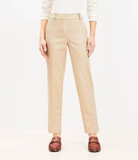 NWT LOFT Sz 12 Tan Soft Wheat Riviera Slim Ankle Double Weave Career Pants NEW
