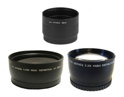 58mm 2.2x Telephoto and 0.43x Wide Angle Lens for Canon PowerShot G12 G11 G10
