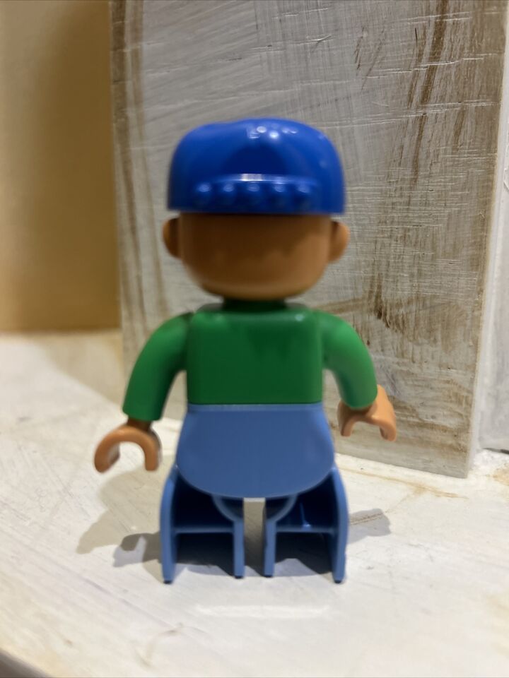 Lego Duplo Figure Man Blue Cap Green Shirt Lt. Blue Pants | eBay