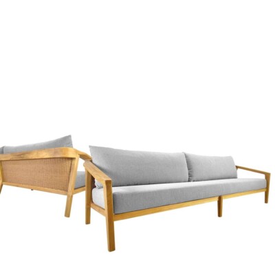 Loungesofa Rattan XXL 3-Sitzer Jara studio-THP  A Teak 275cm Premium Auflagen