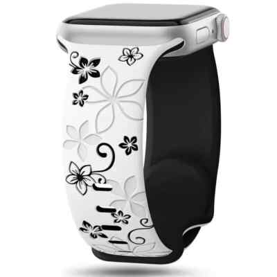 Graviertes weiches Silikonarmband für Apple Watch Passt Serie 9 8 7 6 5 4 Ultra