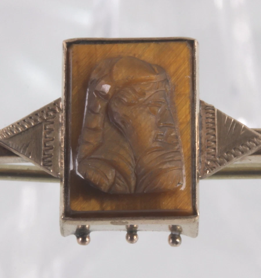 ANTIGUO BROCHE PIEDRA DISEÑO ESTAMPADO MARRÓN MODA 5767 Foto 2 de 3