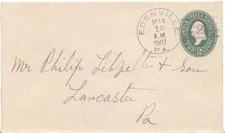 Pennsylvania Edenville 1907 doane 2/2  1882-1934  Postal Stationery Envelope.