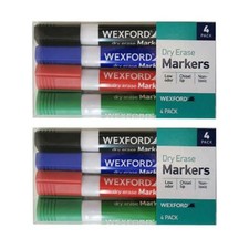 Wexford Dry Erase Markers Low Odor Chisel Tip Whiteboards 2 x 4 Packs