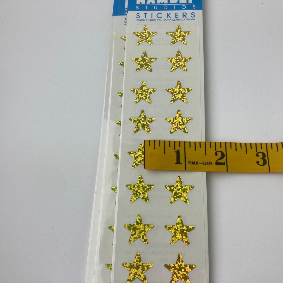 Hambly Studios Prismatic Mini Gold Star Stickers Glitter Golden Lot 6