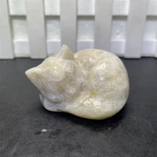 0.2LB 2.3" Natural Orange Moonstone Cat Carving Crystal Quartz Energy Healing