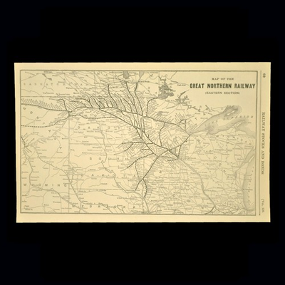 #ad Vintage GREAT NORTHERN Railway Map North Dakota Western North Dakota Old Antique $14.36