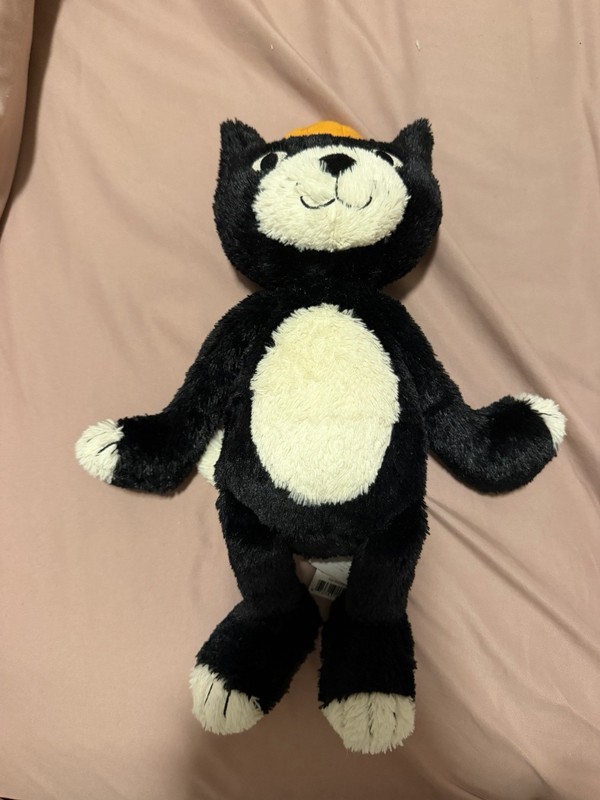 Jellycat Black Cat Plush w/ Orange Hat 25th Anniversary Tag 