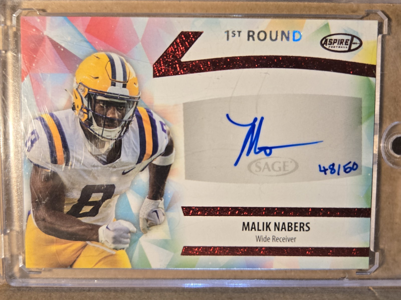 2024 Sage Aspire Football Malik Nabers Auto Hand # 48/50 ROOKIE AUTO  