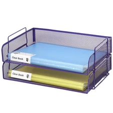2 Pack Stackable Desk Paper Tray Metal Mesh Desktop Document Letter File