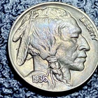 💎 1936-P Buffalo Nickel UNC LUSTER COLORED Toning FLASHY