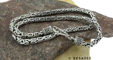 Catena Reale 4mm Quadrata 925er Argento 42-67cm Gancio Viking Groumette Celtica
