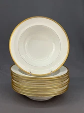9 Royal Doulton for Spaulding & Co. Gold Encrusted 7 3/4" Rim Soup Bowls c. 1916