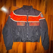 Vintage Harley Davidson Racing Jacket USA Made Small Black Red Windbreaker Nylon