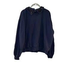 J.Crew Navy Crewneck Sweatshirt Crystal Sequi...