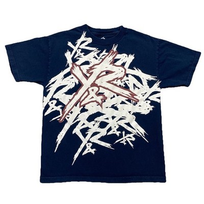 Young & Reckless Shirt Mens Medium Blue Graphic Print Short Sleeve Crew Neck