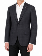 SUITSUPPLY Lazio Men Blazer UK42 Grey Pure Wool Checked Single-Breasted Formal