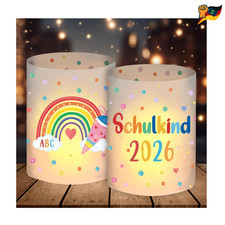 Schulanfang Deko Windlichter 12 Stück Regenb...