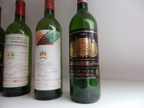 Leere! Flaschen Chateau Mouton Rothschild 1977,79 Chateau Palmer Margaux 85,89 - Bild 2 von 6