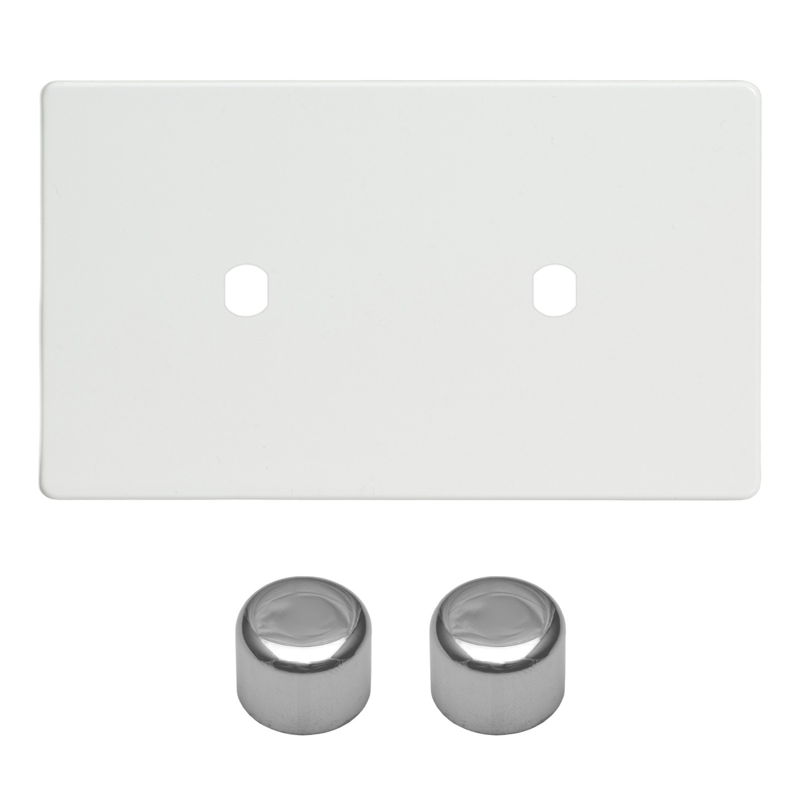 Varilight WDQD2S Screwless Premium White Matrix 2 Gang Dimmer Kit Twin Plate