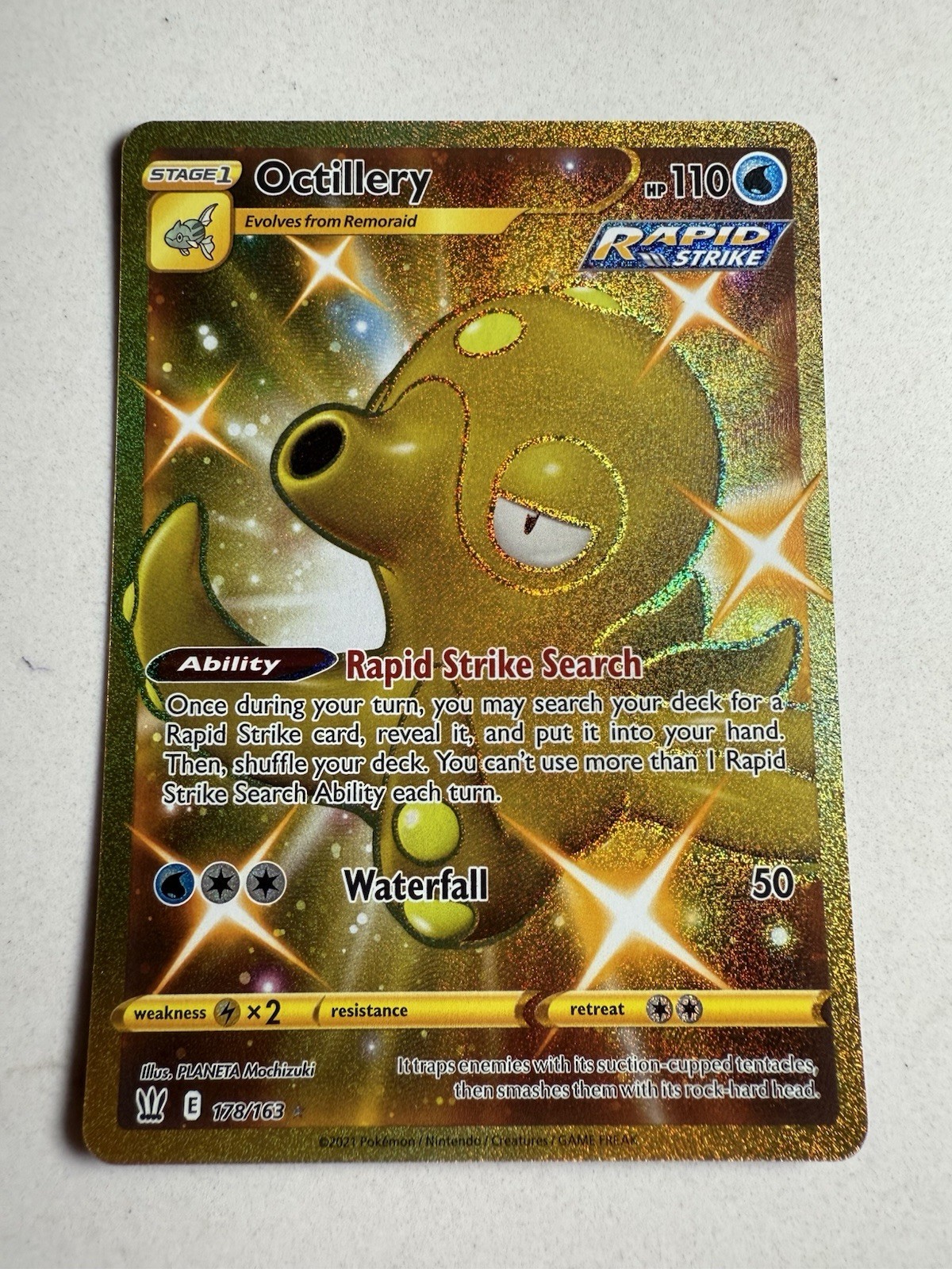 Pokemon TCG Octillery 178/163 Gold Secret Rare Battle Styles NM