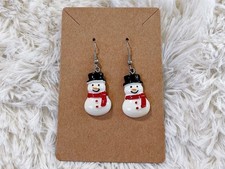 Snowman Top Hat Earrings Set Festive Christmas Jewelry Holiday Charms
