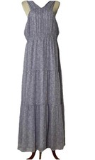Express Dress L Bohemian Tiered, Halter, Ruffled Lined Lilac Chiffon Floral