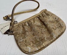 Coach Y2K 42036 Vintage LUREX Signature Champagne Wallet Wristlet Clutch NWT