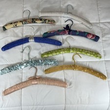 Vintage Handmade Padded Satin Lingerie Hangers Lot Of 8 Granny Core Cottage