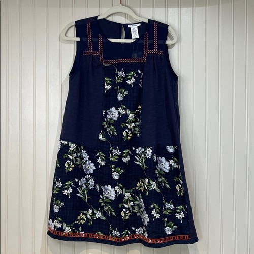 Esley Blue Floral Print Embroidered Dress Size Medium NWT