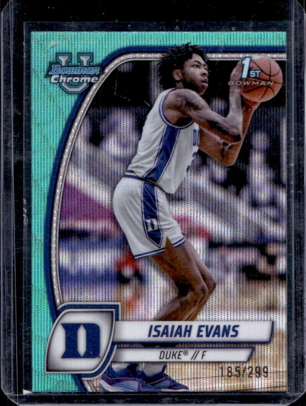 2024-25 Bowman Chrome University Isaiah Evans Aqua Wave Refractor #/299