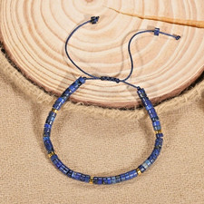 Handmade Lapis Lazuli Jasper Bead Bracelet Blue Gemstone Men Women Bracelet Gift