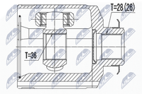 Gelenksatz Antriebswelle NTY NPW-HY-528 FüR Hyundai Santa FÉ 2 CM SUV Crdi 4X4