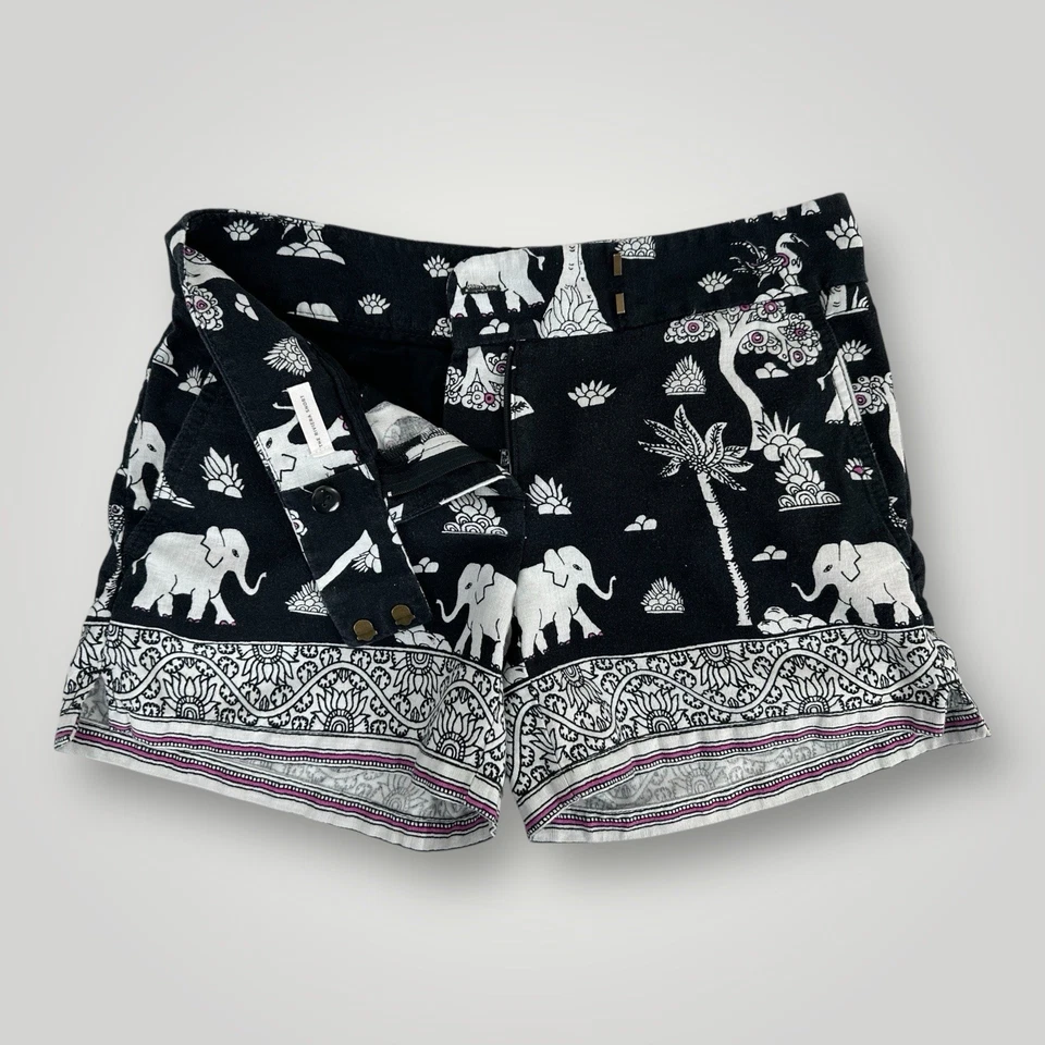 Ann Taylor Loft The Riviera Shorts Linen Blend Womans Size 00 Elephants Palms - Image 2 of 4