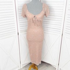 Y2k Forever 21 Dress Small Peach Fairy Cottagecore Twee Floral Sheath Cap Sleeve