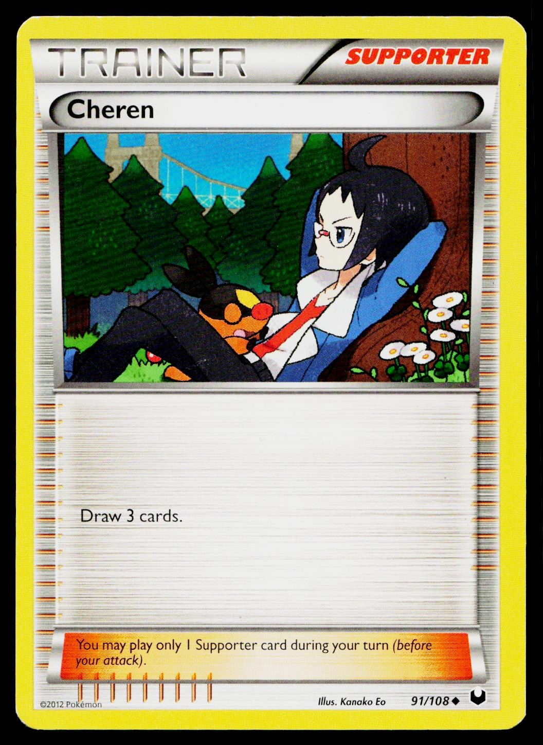 Cheren 91/108 Uncommon Dark Explorers Pokemon Lightly Played