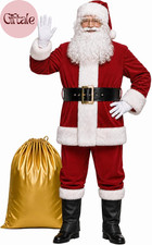 Men'S Deluxe Santa Suit 11Pc. Christmas Adult Santa Claus Costume