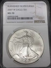 2007-W Burnished American Silver Eagle NGC MS70