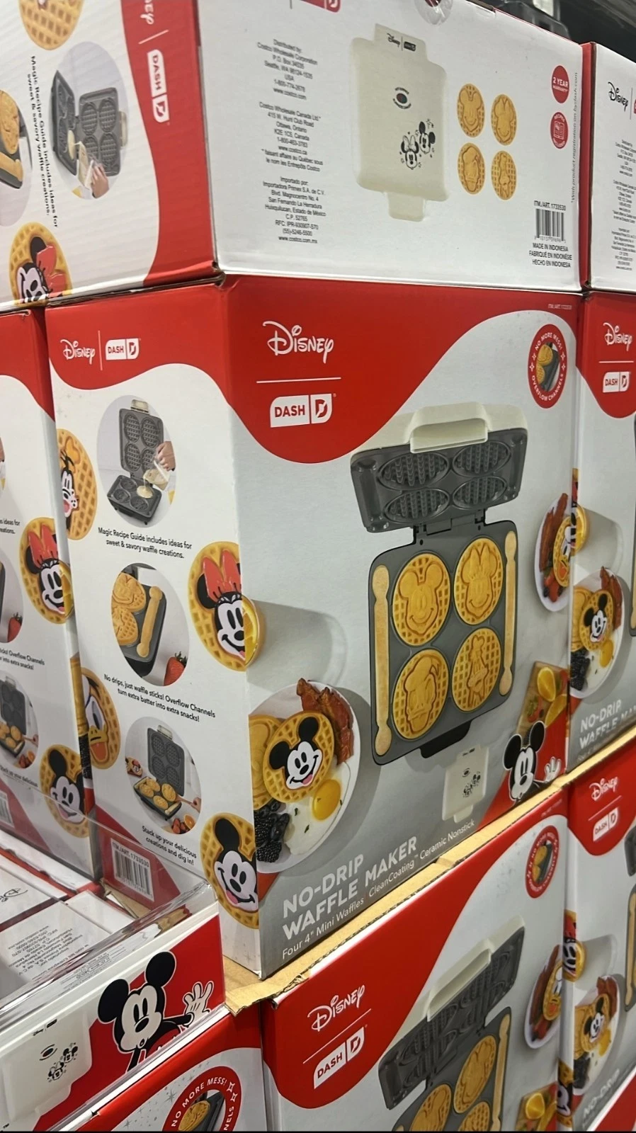 Dash Mickey & Friends Waffle Maker 4 Mini Waffles No-Drip Nonstick Ceramic