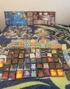 Huge Pokemon ETB Contents Lot Sleeves, Coins, Dice, Energy packs, Counters Etc