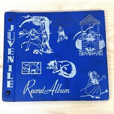 Vintage Juvenile Record Album Binder for 45 Rpm 7 Blue w/ Dour Empty Pages