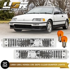 Depo Jdm Chrome Clear Front Bumper Signal Lights For 1990-1991 Honda Crx Cr-x