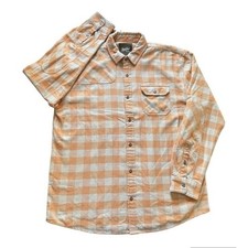 Howler Bros LS Button Up Shacket Shirt Jacket Logo Plaid Orange XL Men