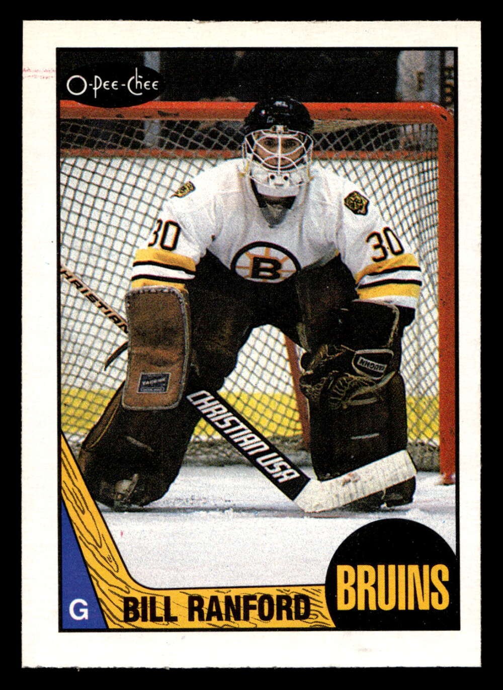 1987-88 O-Pee-Chee #13 Bill Ranford UER Very Good RC Rookie Bruins UER OPC