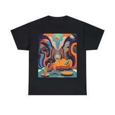 Vintage Style T Shirt Modern Retro Album Art Trippy Hippie LSD Mushroom Abstract
