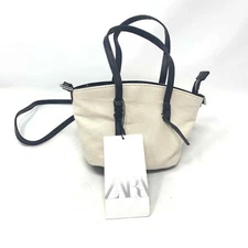 ZARA White SAND Shoulder Strap  city canvas sling bag microbag TINY Size M T15