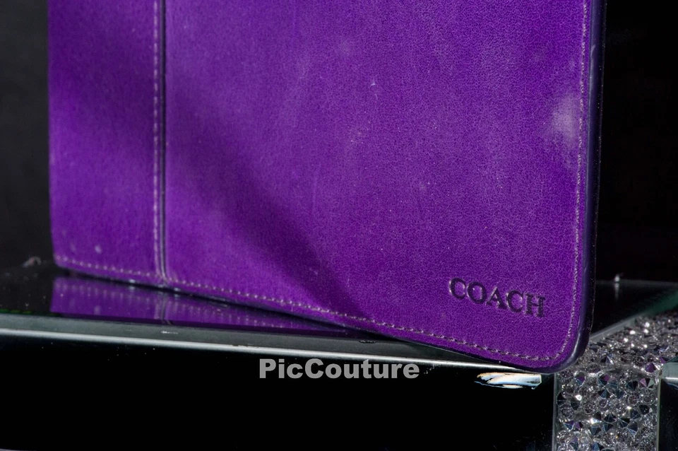 Coach Signature Kindle iPad Tablet Cover Case Holder Purple Leather 9.7” iPad - Image 2 of 4