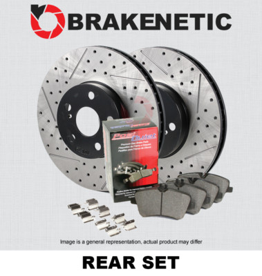 REAR BRAKENETIC Premium Drill Slot Brake Rotors + Ceramic Pads 55.66073.11