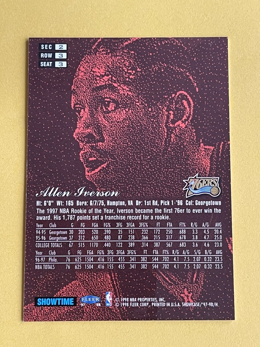 ALLEN IVERSON 1997-98 FLEER FLAIR SHOWCASE SHOWTIME BASKETBALL